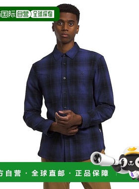 自营 The North Face Arroyo衬衫男士蓝黑色格子法兰绒纽扣UPS95-