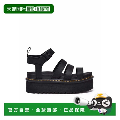 自营dr. martensBlack Leather Rubber Blair Quad Sandals - bla