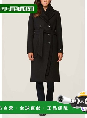 自营soia & kyoAnya 黑色针织领长款羊毛大衣 - 黑色 美国奥莱直