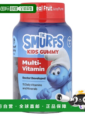 香港直邮The Smurfs,儿童软糖，多维生素，3 岁以上，精灵浆果味6