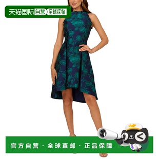 自营Adrianna Papell Printed Jacquard Midi Dress - blue 美国