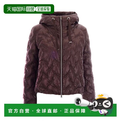 自营herno深棕色波浪夹棉连帽羽绒服-黑色 美国奥莱直发