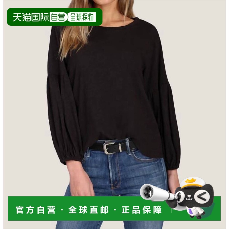 自营dylan3/4 Sleeve Slub Tee In Black - black 美国奥莱直发