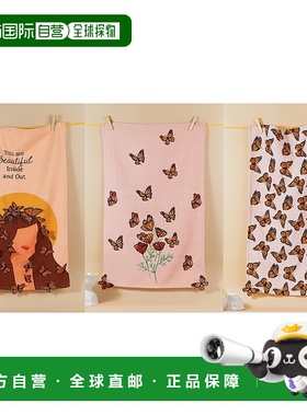 自营tiramisu“君主花园”手工厨房茶巾套装-3件套-粉红色/橙色/