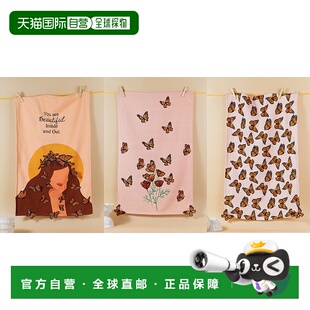 自营tiramisu“君主花园”手工厨房茶巾套装-3件套-粉红色/橙色/