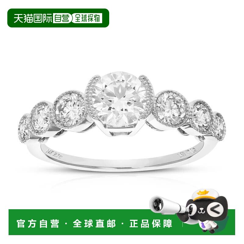 自营vir jewels1.50 克拉圆形实验室培育钻石订婚戒指 7 颗宝石 1