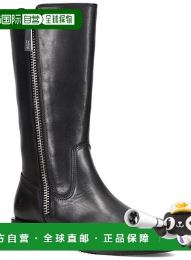 自营 Frye Madison厚拉链高筒皮靴-黑色 长筒靴女靴美国奥莱直发