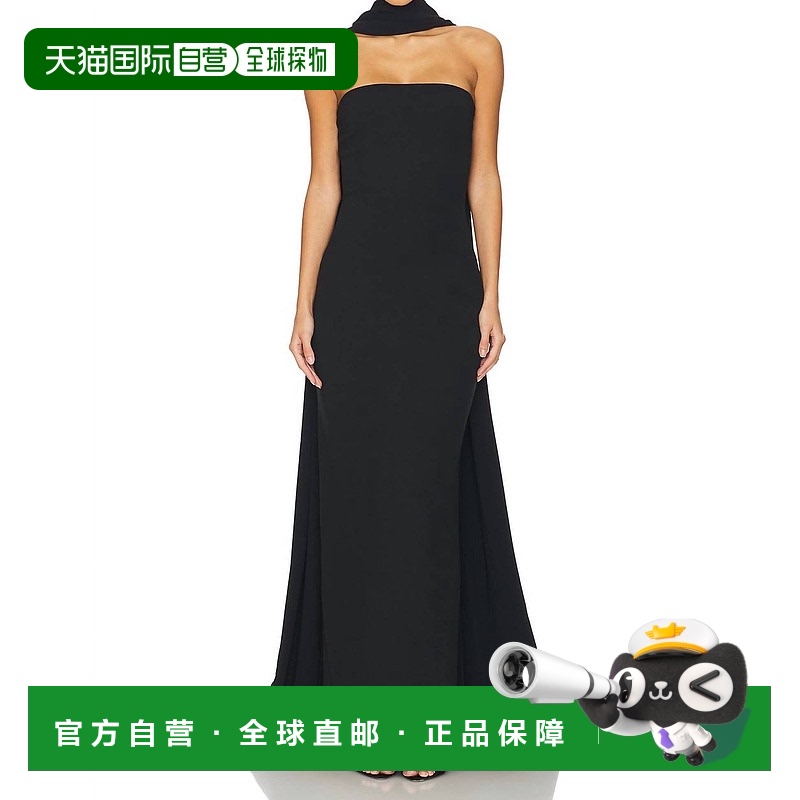 自营 solace londonAinhoa Maxi黑色连衣裙 美国奥莱直发