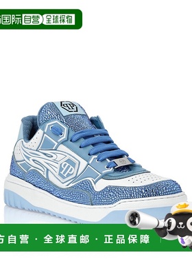 自营 philipp plein皮革低帮运动鞋Moon Walker-白色/浅蓝色 美国