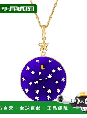 自营 Ross-Simons 18kt 金意大利蓝色穆拉诺玻璃星星和月亮吊坠项