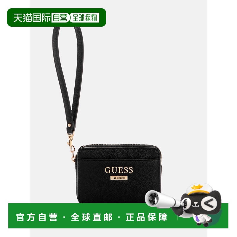 自营guessTyra Card Case Wristlet - black floral print 美国奥
