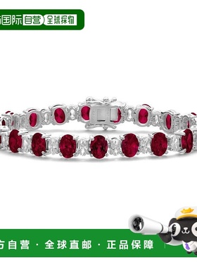 自营 genevive纯银彩色方晶锆石网球手链 - 红色 美国奥莱直发