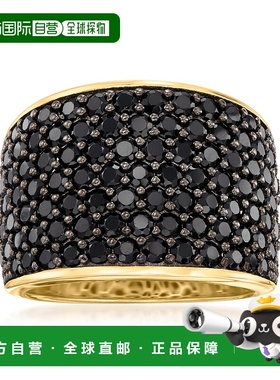 自营 Ross-Simons 18kt 黄金镀在银上镶嵌黑色尖晶石戒指 - 黑色