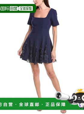 自营 Milly Joy蕾丝Godet迷你连衣裙-蓝色 美国奥莱直发