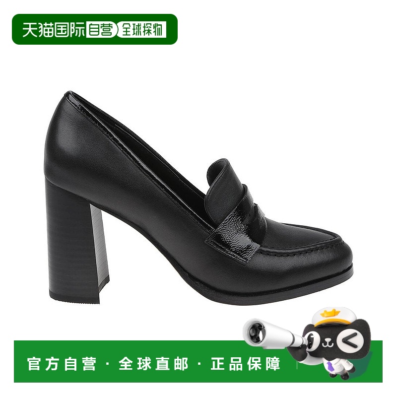 自营L'AGENCE Blanche皮革高跟乐福鞋-黑色 美国奥莱直发
