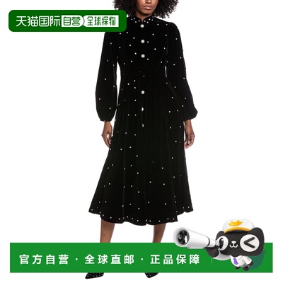 自营Beulah Velvet Midi Dress - black 美国奥莱直发