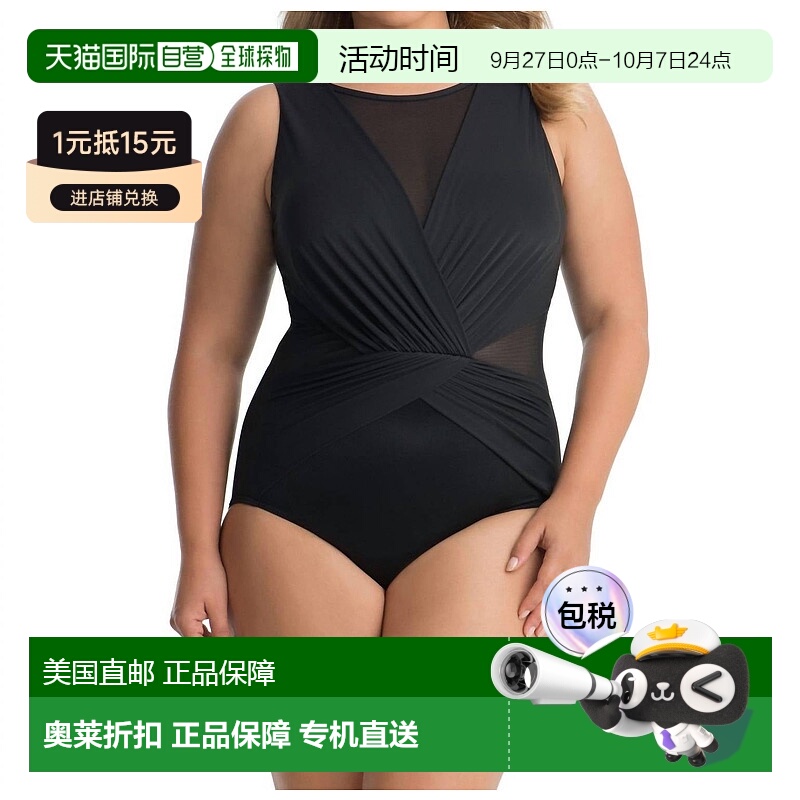 自营 miraclesuit加大码高领 Palma 连体泳衣（黑色） - 黑色 美