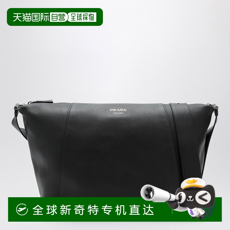 1h可退 香港直邮潮奢 Prada 普拉达 男士 黑色皮革肩包 2VH177OOO