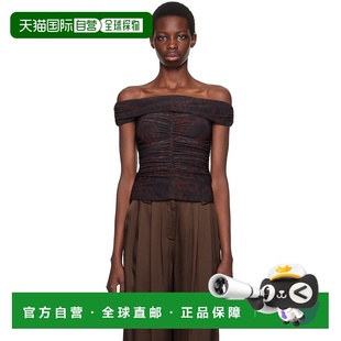 甘尼 女士 棕色 1h可退 Shoulder GANNI Off Ruched 香港直邮潮奢