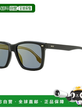 自营 Boss男士长方形闪光太阳镜B1317S 807K1黑色55mm-807K1 美国