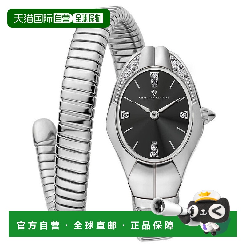 自营Christian Van Sant女式Naga黑色表盘手表-黑色 美国奥莱直发
