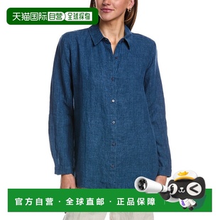 EILEEN 蓝色 FISHER 亚麻衬衫 美国奥莱直发 经典 自营