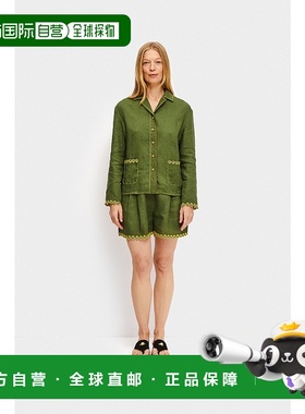 自营sleeper绿绿色Petra刺绣亚麻衬衫 美国奥莱直发