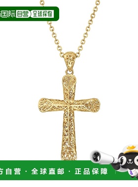 自营 Ross-Simons 14kt 黄金镂空十字吊坠项链 - 18 英寸 美国奥