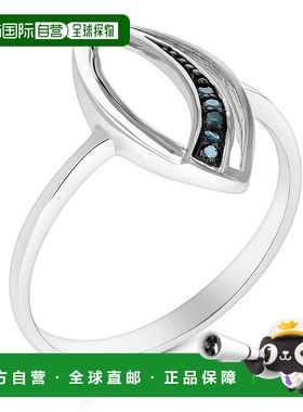 自营 vir jewels 1/20 克拉蓝色钻石榄尖形戒指 .925 纯银配铑 -