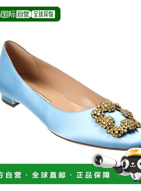 自营Manolo Blahnik Hangisimu Satin Flat - 蓝色 美国奥莱直发