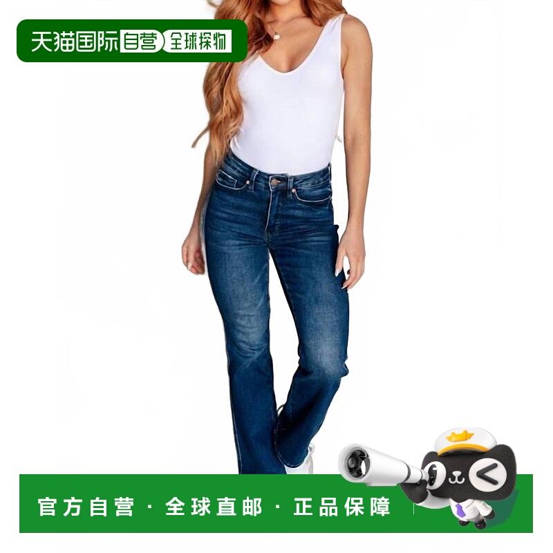 自营judy blueHigh Waist Tummy Control Bootcut Jeans - Short