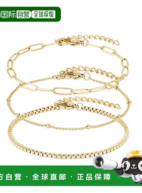 自营adorniaTarnish Resistant 18k Gold Plated 3-Chain Bracele