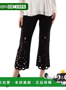 自营 Burberry女士黑色Isabelle细眼麻羊毛长裤-黑色 美国奥莱直