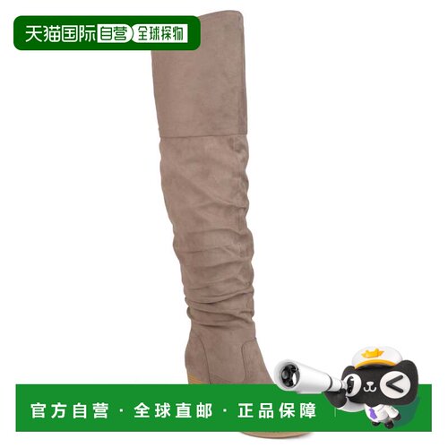 自营 Journee Collection 女式宽宽小牛皮 Kaison 靴子 - 灰褐色