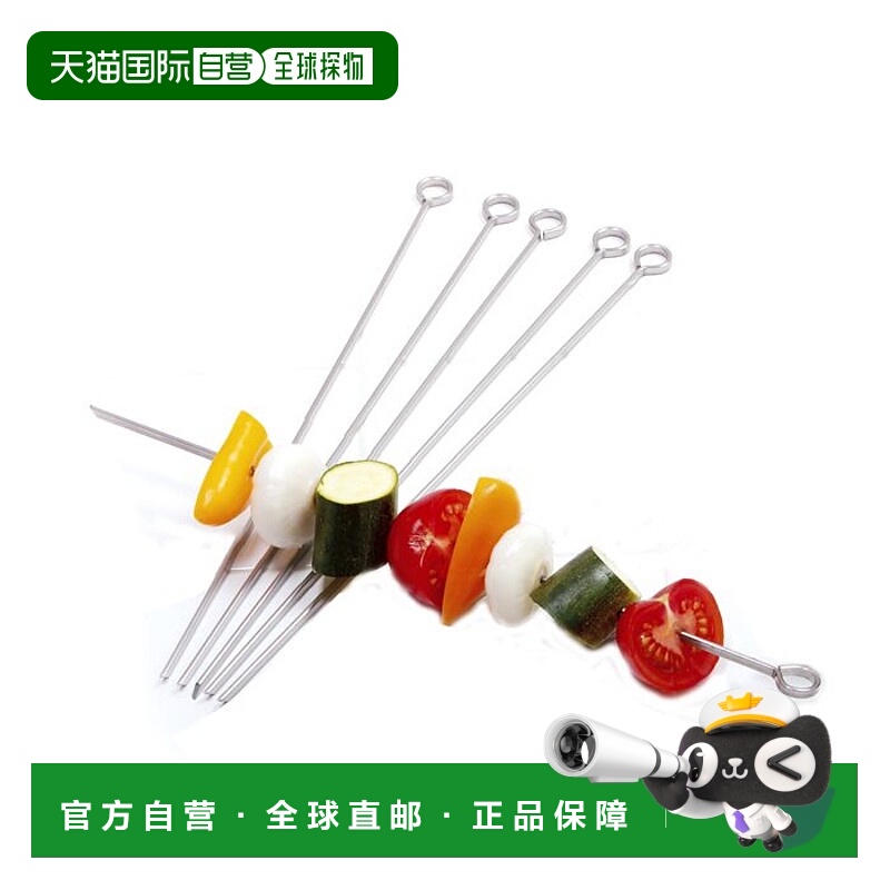 自营 Norpro 不锈钢 12 英寸烧烤串，6 件套 - 银色 美国奥莱直发