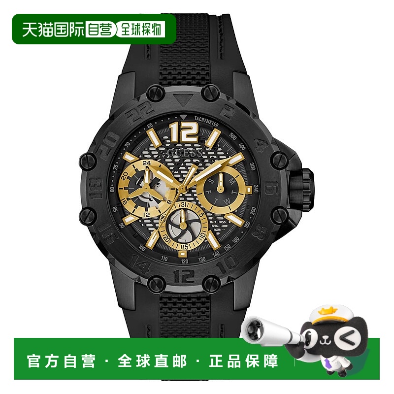 自营Guess男士运动黑色表盘手表-黑色 美国奥莱直发