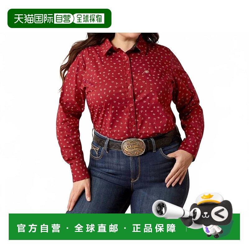 自营ariatKirby Gia Cattle Brands Long Sleeve Shirt In Red -