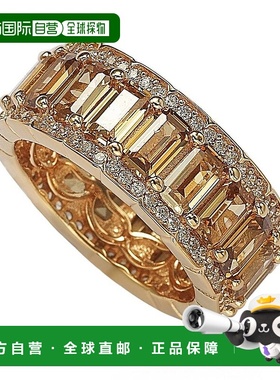 自营 Suzy Levian Rose 纯银立方氧化锆棕色翡翠切割永恒戒指 -