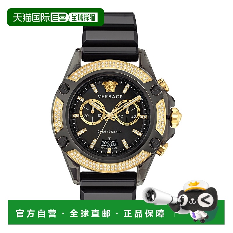 自营versaceIcon Active 钻石腕表 - 黑色/黑色/黑色 美国奥莱直