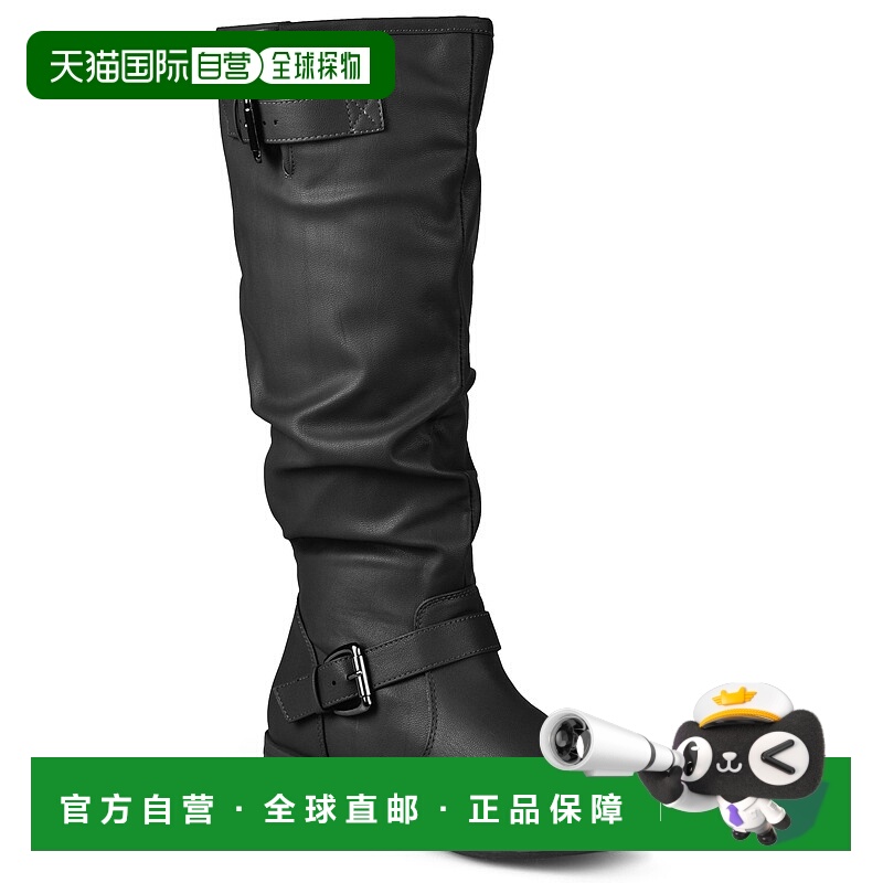 自营 Journee Collection 女款宽小腿 Stormy 靴 - 黑色 美国奥莱
