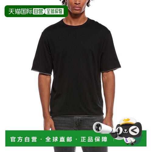 自营theory理论双层t恤-黑色 美国奥莱直发