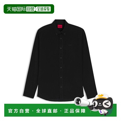 自营hugo bossRelaxed-fit shirt in cotton corduroy - black 美