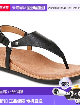 自营Vionic Kirra II I8691l2001吊带女式12黑色皮革连裤袜凉鞋FZ