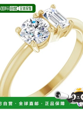 pompeii31 克拉双石莫桑石祖母绿圆形订婚戒指 白黄金或玫瑰金 -