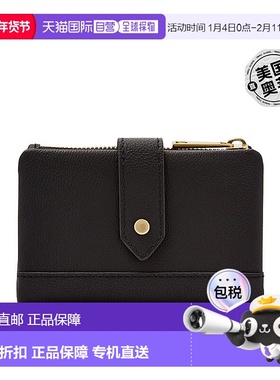 自营 Fossil/化石 女士 Lainie 皮革多功能钱包卡包 黑 美国奥莱