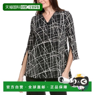 自营Joseph Ribkoff Abstract Front Zip Tunic Top - black 美国