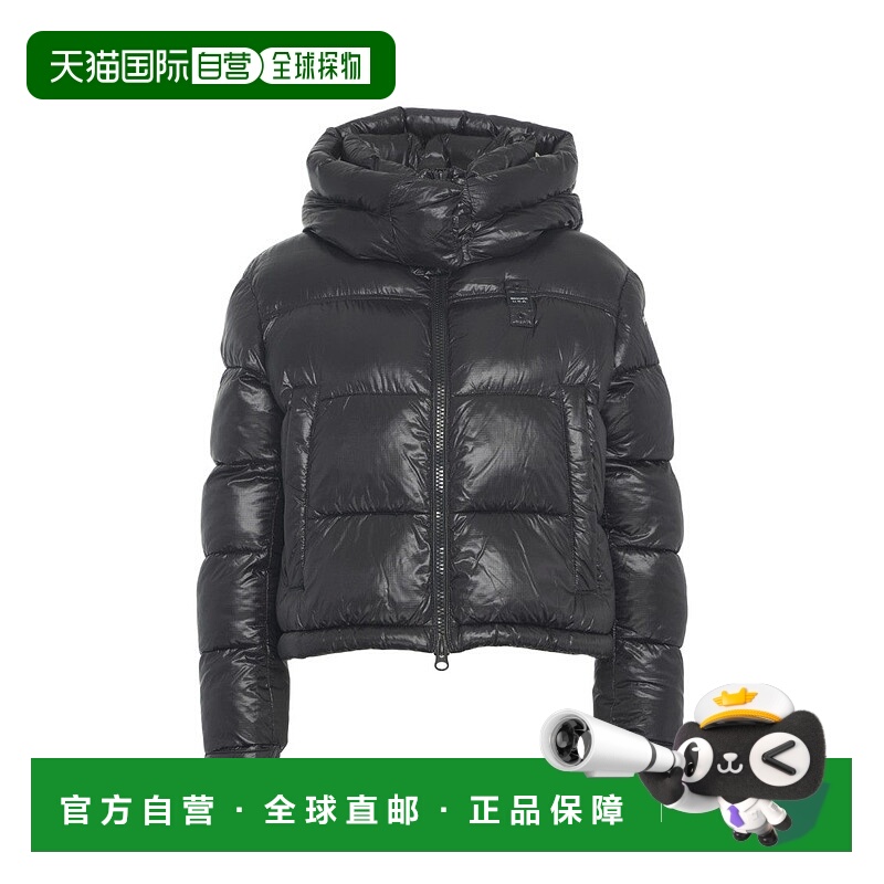 自营blauer带集成兜帽和衬垫纹理的绗缝羽绒服-黑色 美国奥莱直发