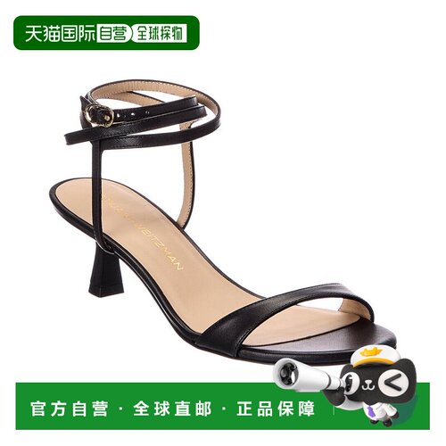 自营Stuart Weitzman Nudist Wrap 50皮革凉鞋-黑色 美国奥莱直发