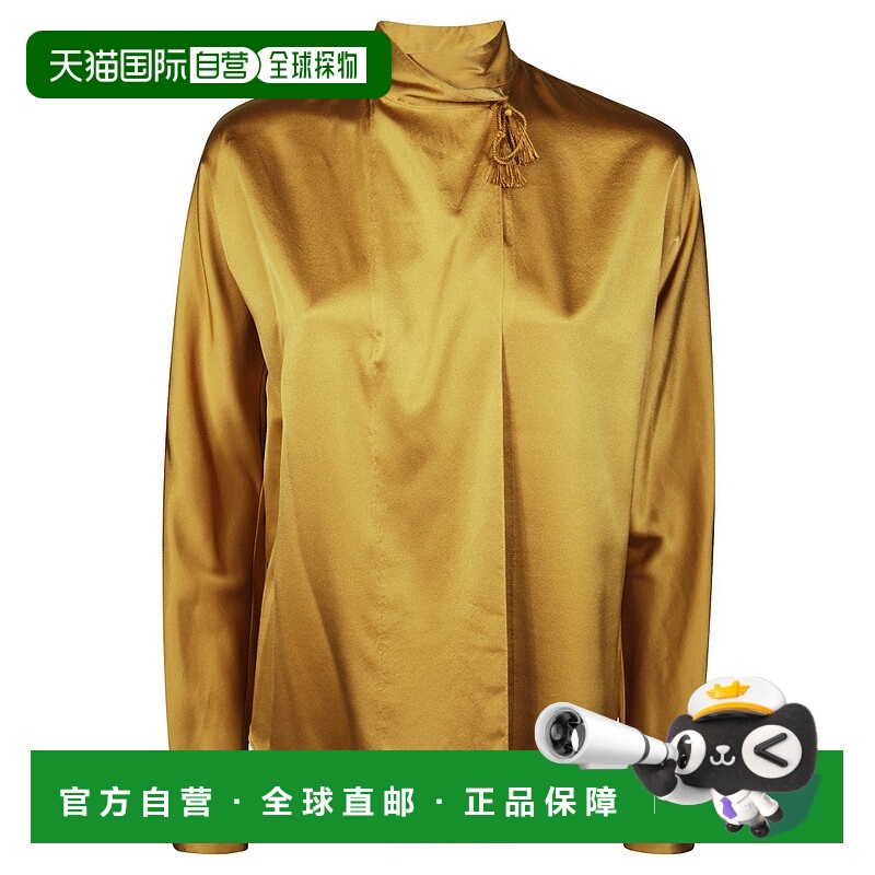 自营forte forte高领缎面衬衫，流苏色-棕色 美国奥莱直发
