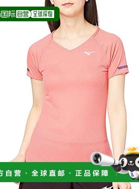 自营 Mizuno美津浓 跑步服短袖T恤/透气J2MA0208女士 珊瑚